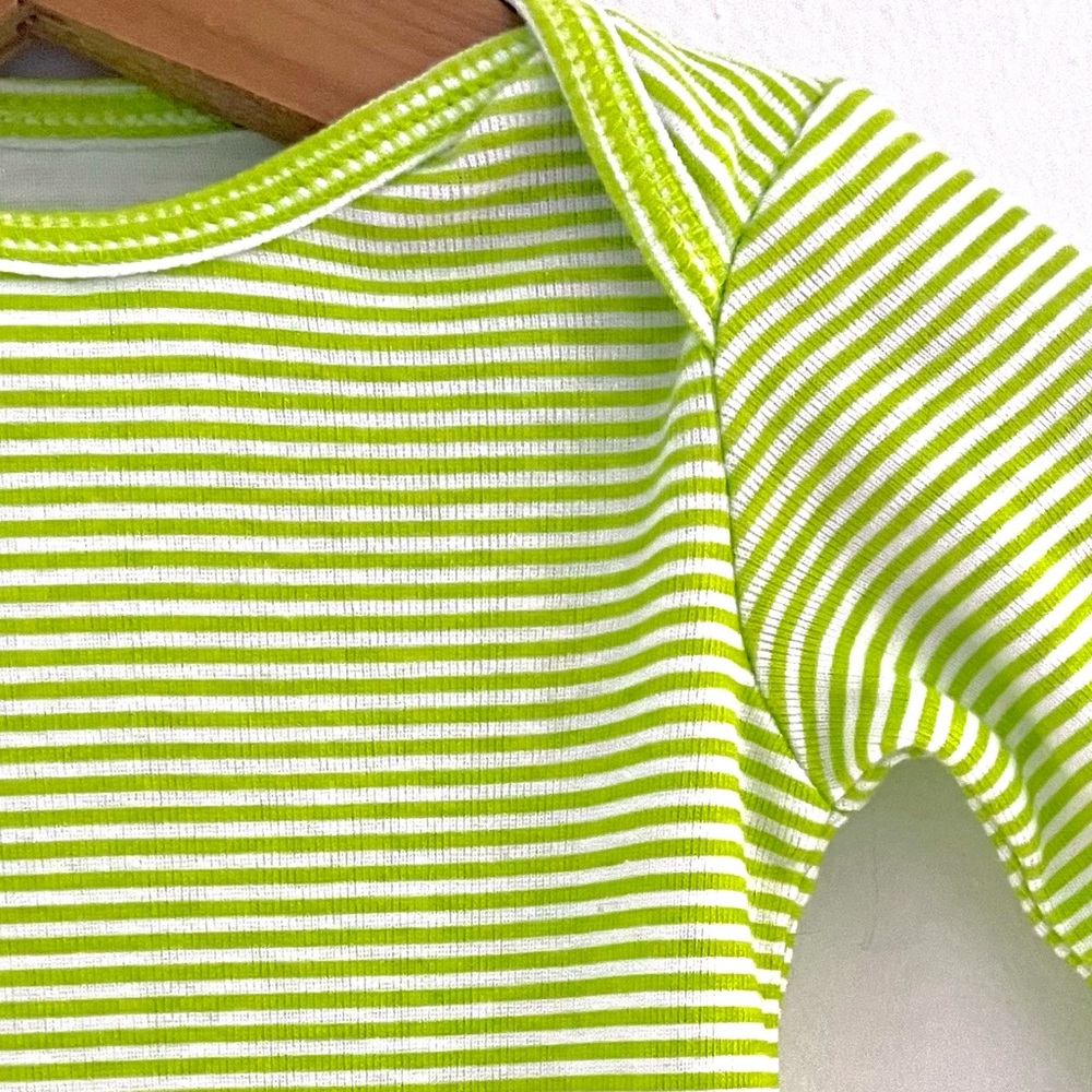 10/$25💥NEW Unisex Lime Green & White Striped Baby Onesie Bodysuit, Long Sleeves